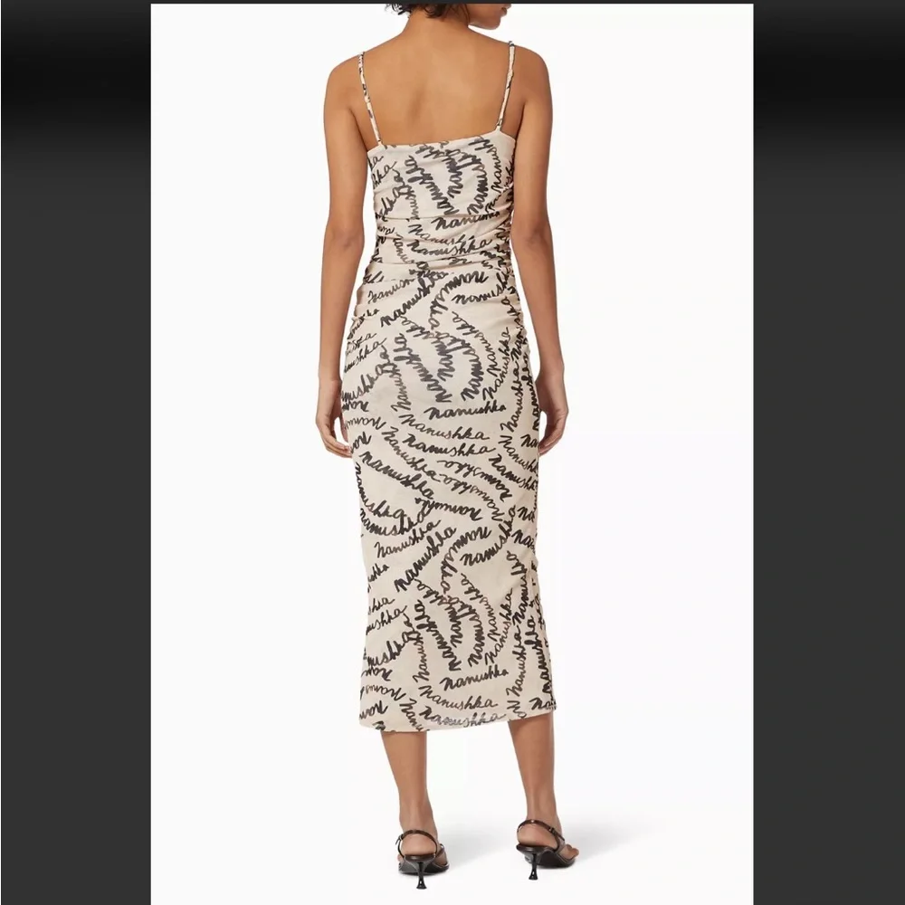Nanushka Alexa Ruched Mesh Jersey Midi Dress size L - Picture 9 of 10